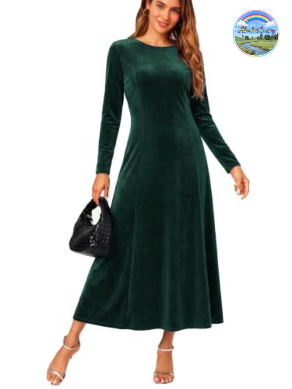Velvet Midi Dress Scoop Neck Long Sleeve Ruched Fall Wedding Party Elegant